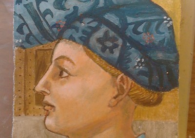 Olivia Irvine, Masolino Head, fresco on brick, 2015