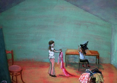 Olivia Irvine, The Dressing-up Box, oil and egg tempera on board, 2006, 61 x 61cm