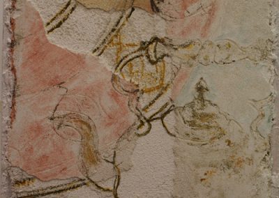 A damaged fresco of a kettle