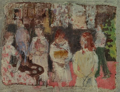 Fresco of a family gathering