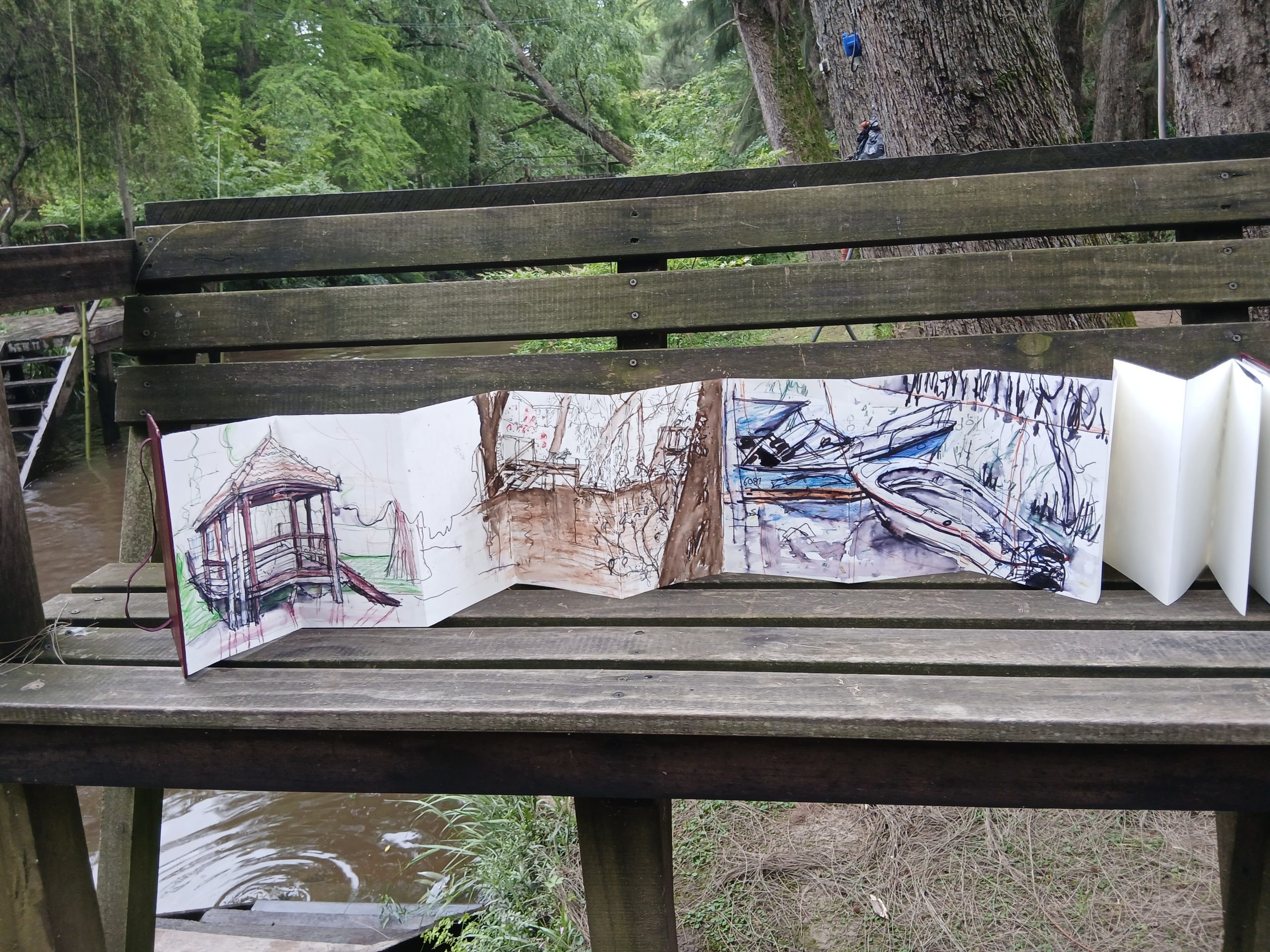 Sketches of boats and boat houses